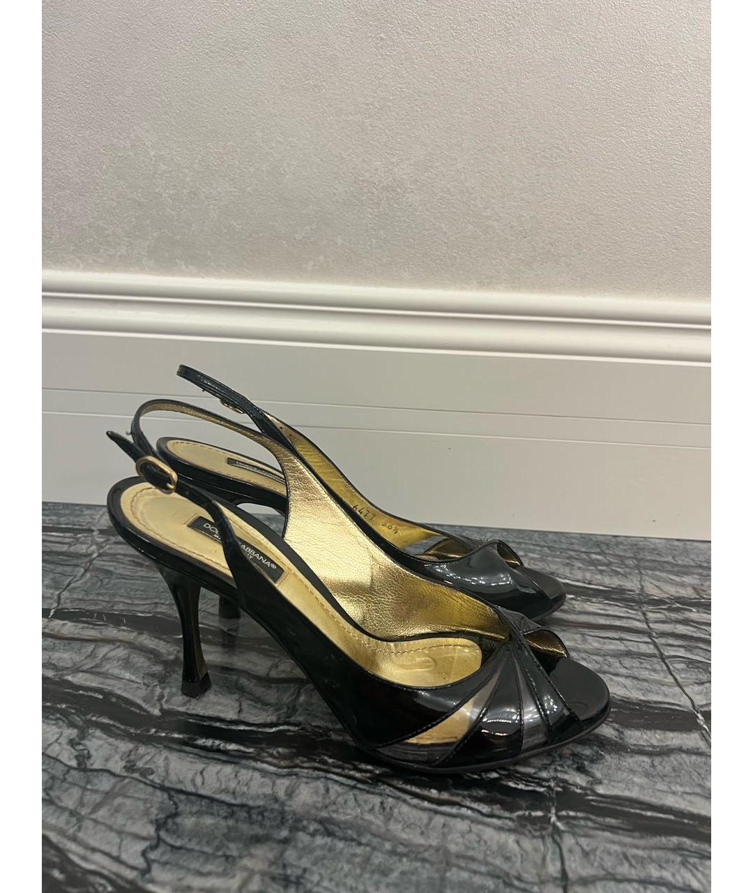 DOLCE&GABBANA Черные босоножки из лакированной кожи, фото 6