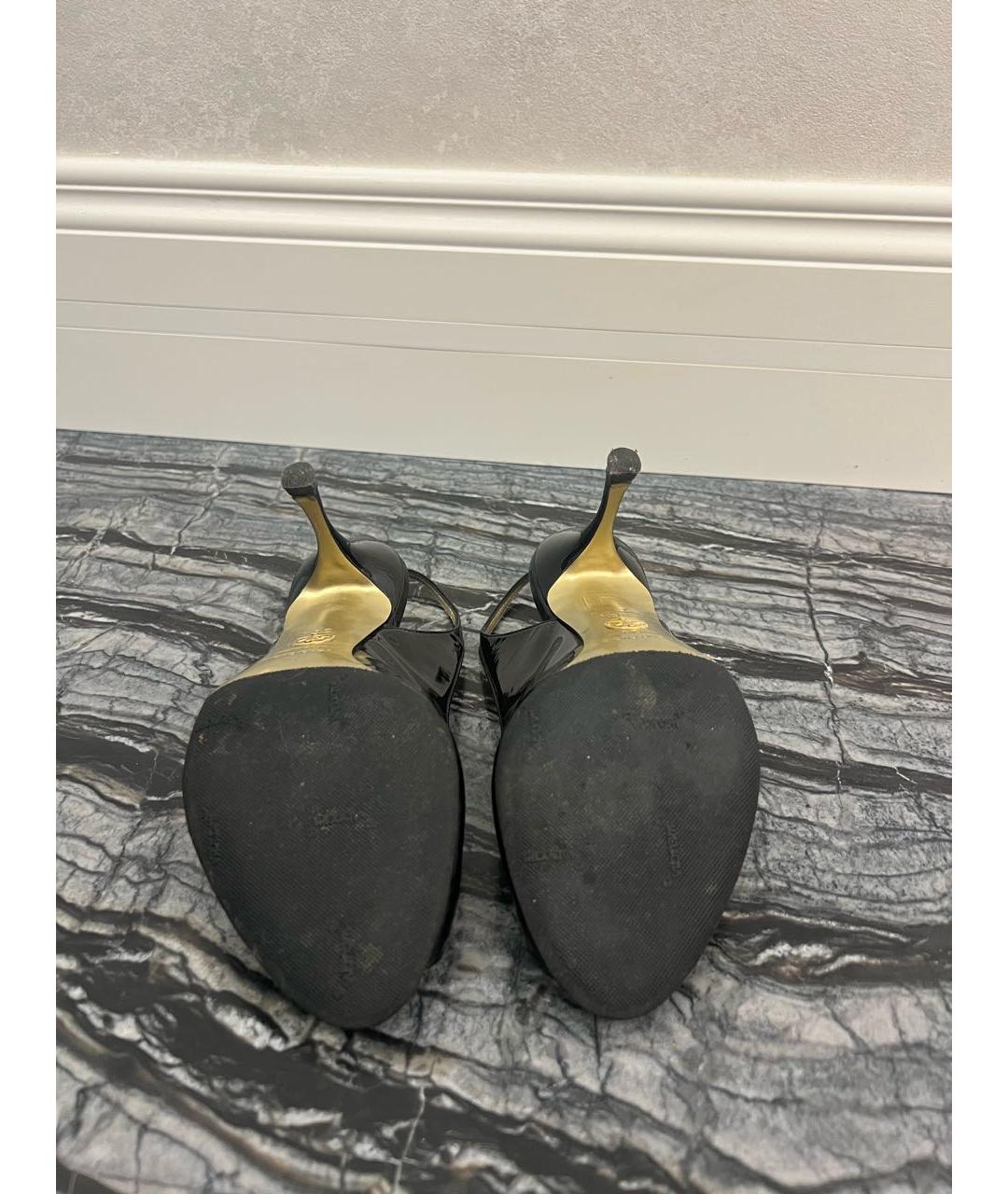 DOLCE&GABBANA Черные босоножки из лакированной кожи, фото 5