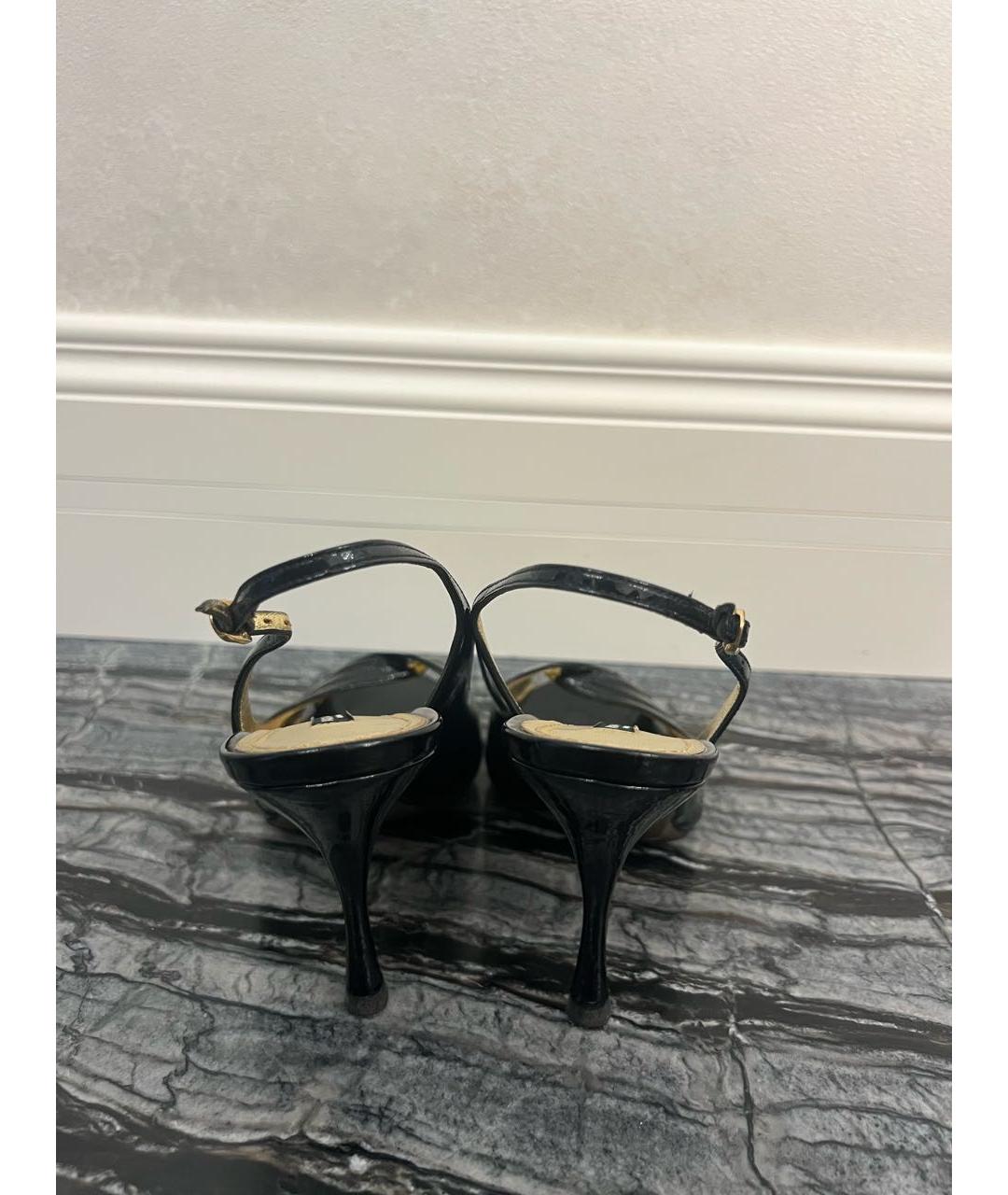 DOLCE&GABBANA Черные босоножки из лакированной кожи, фото 4