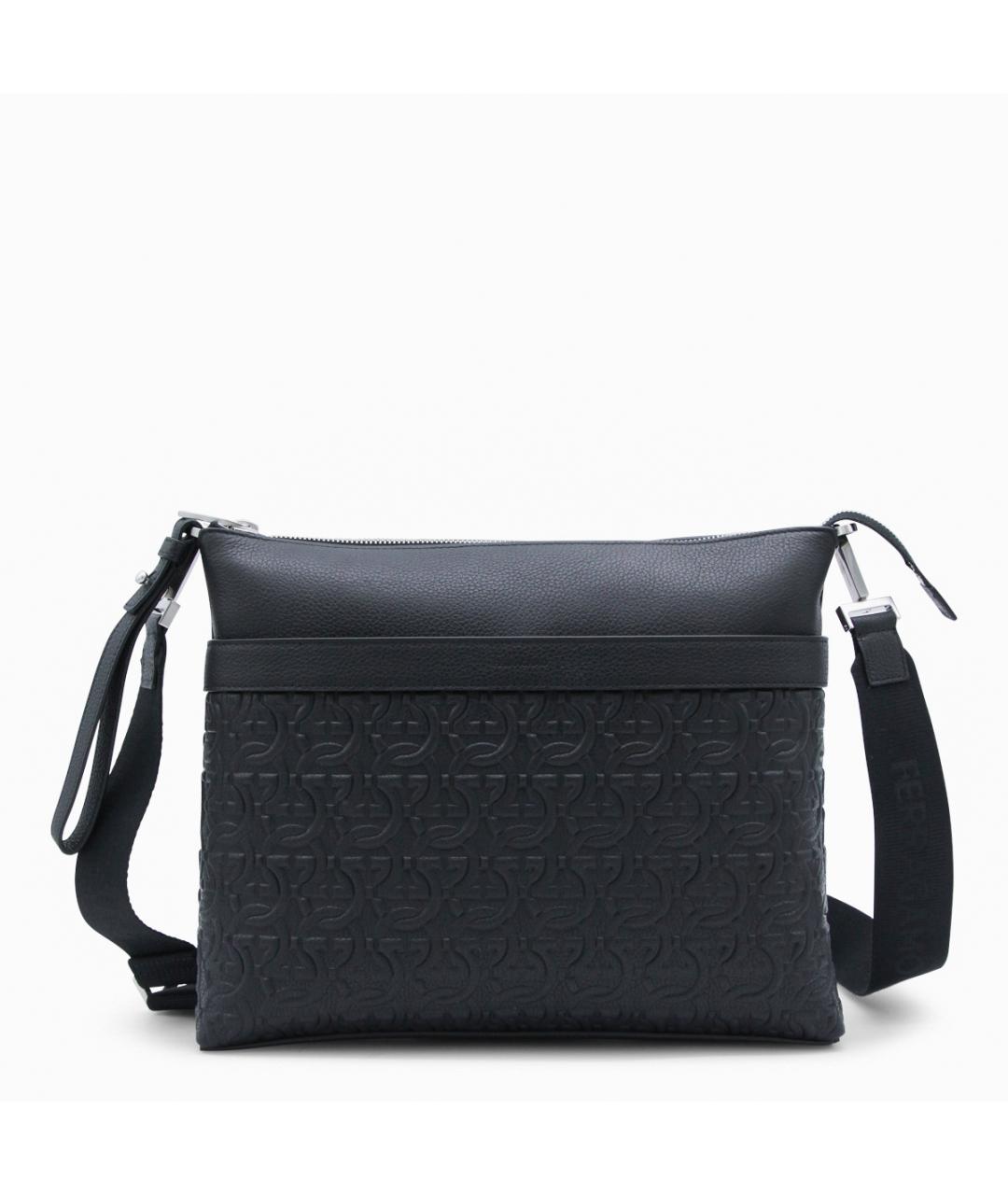 FERRAGAMO Черная кожаная сумка на плечо, фото 5