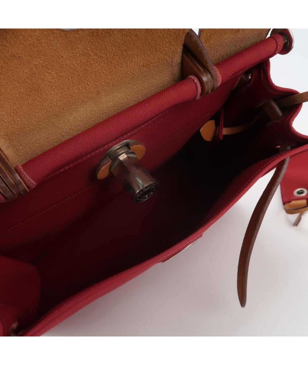 HERMES Бордовая кожаная сумка с короткими ручками, фото 7