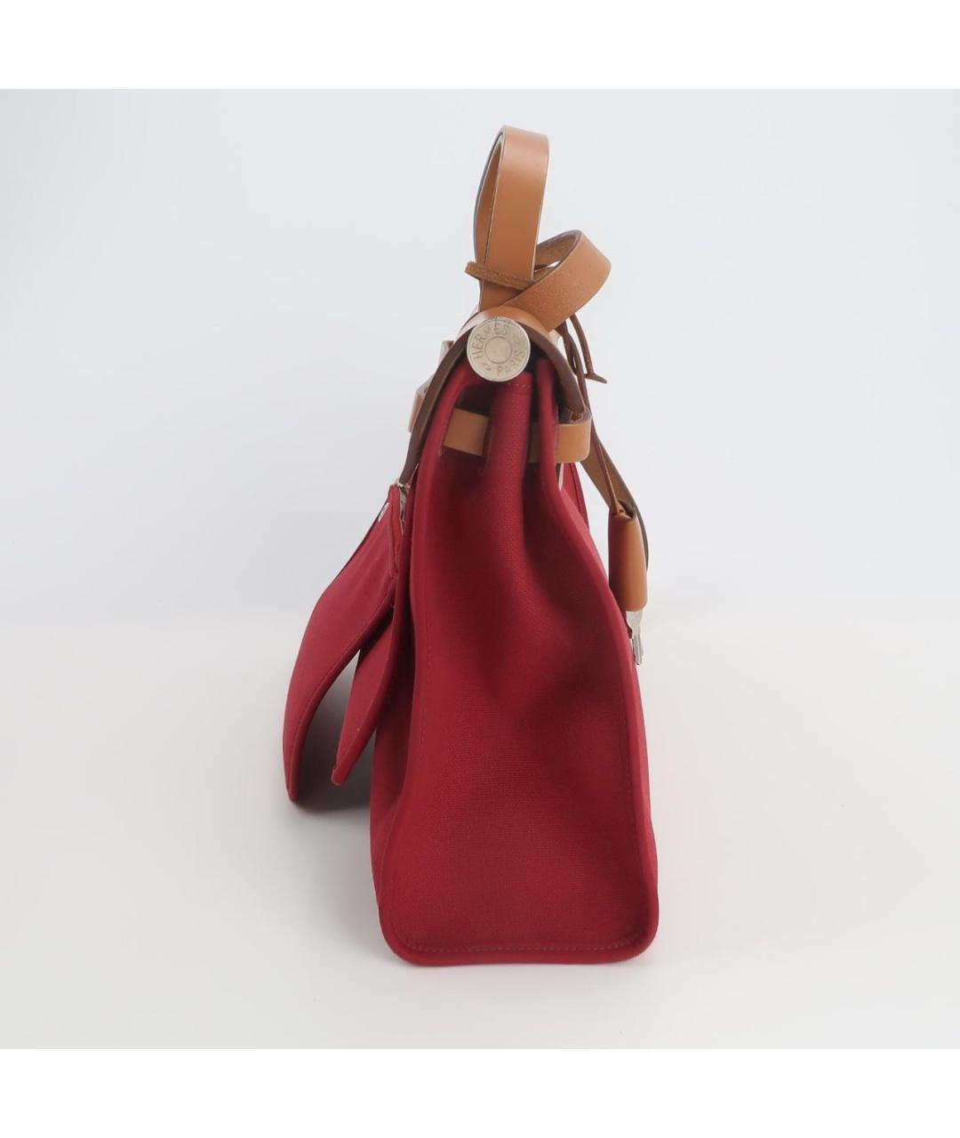 HERMES Бордовая кожаная сумка с короткими ручками, фото 4