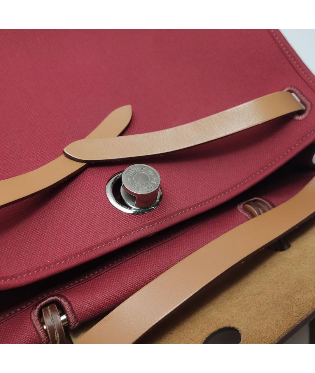 HERMES Бордовая кожаная сумка с короткими ручками, фото 8