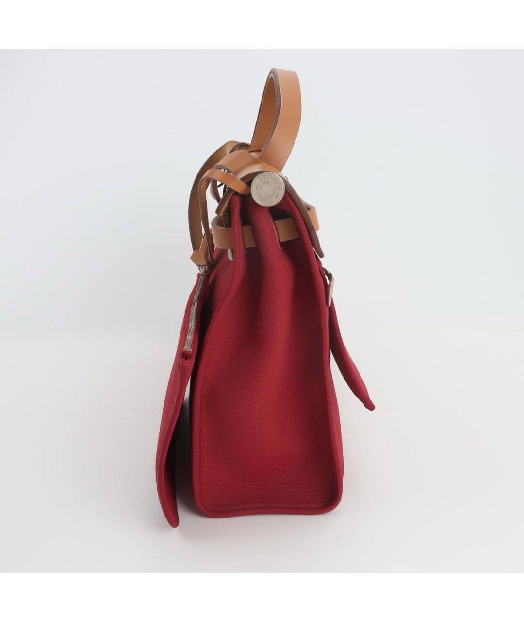 HERMES Бордовая кожаная сумка с короткими ручками, фото 3