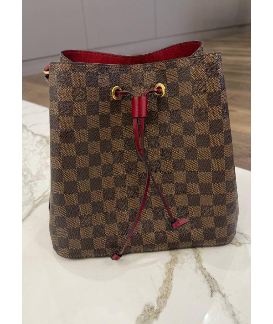 LOUIS VUITTON Коричневая кожаная сумка тоут, фото 3