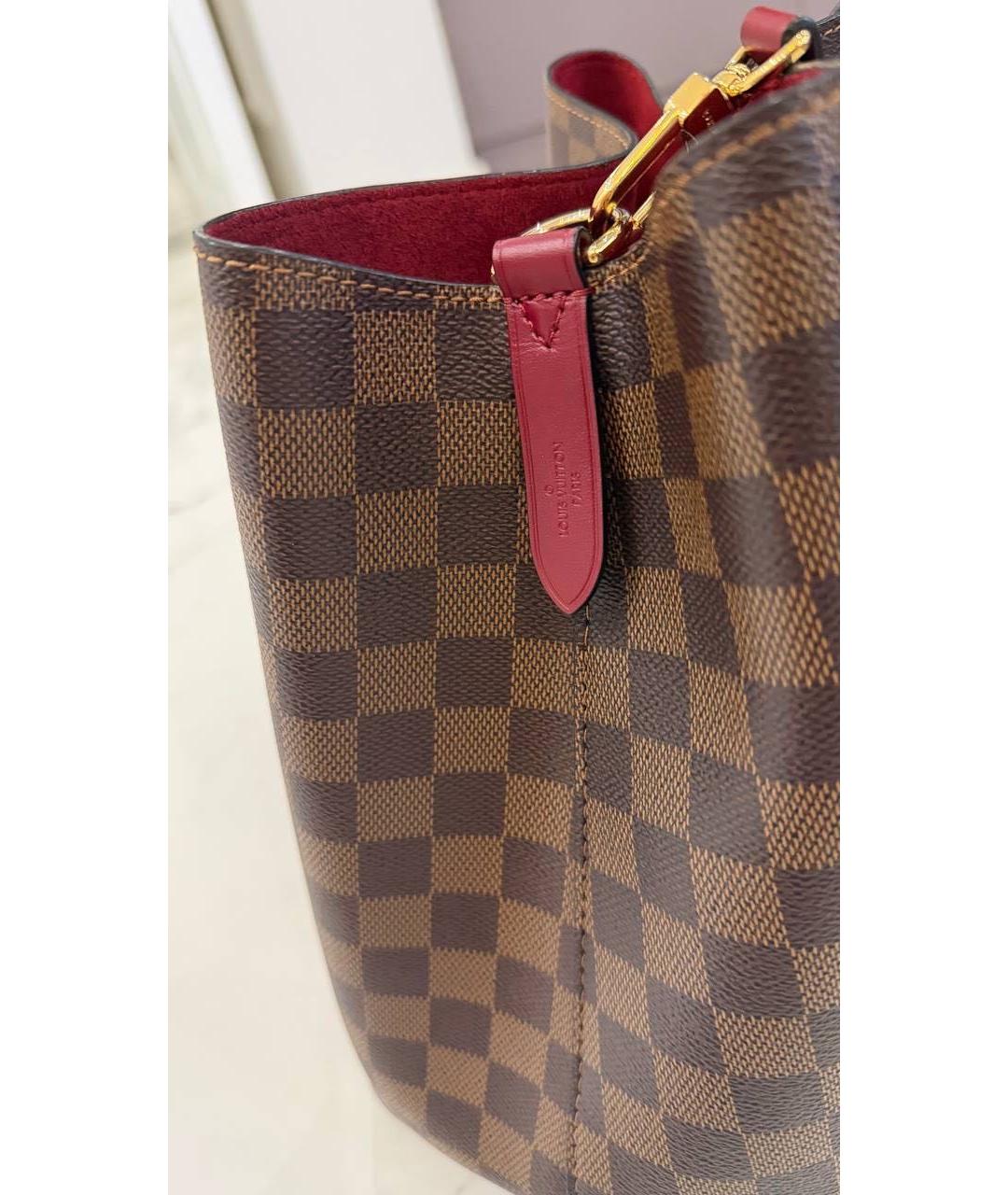 LOUIS VUITTON Коричневая кожаная сумка тоут, фото 7