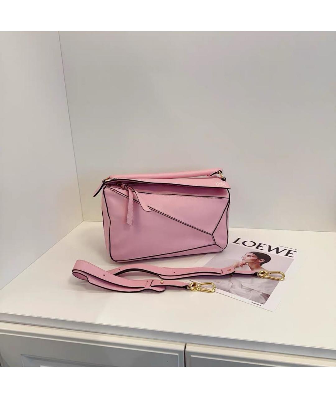 LOEWE Розовая кожаная сумка с короткими ручками, фото 9