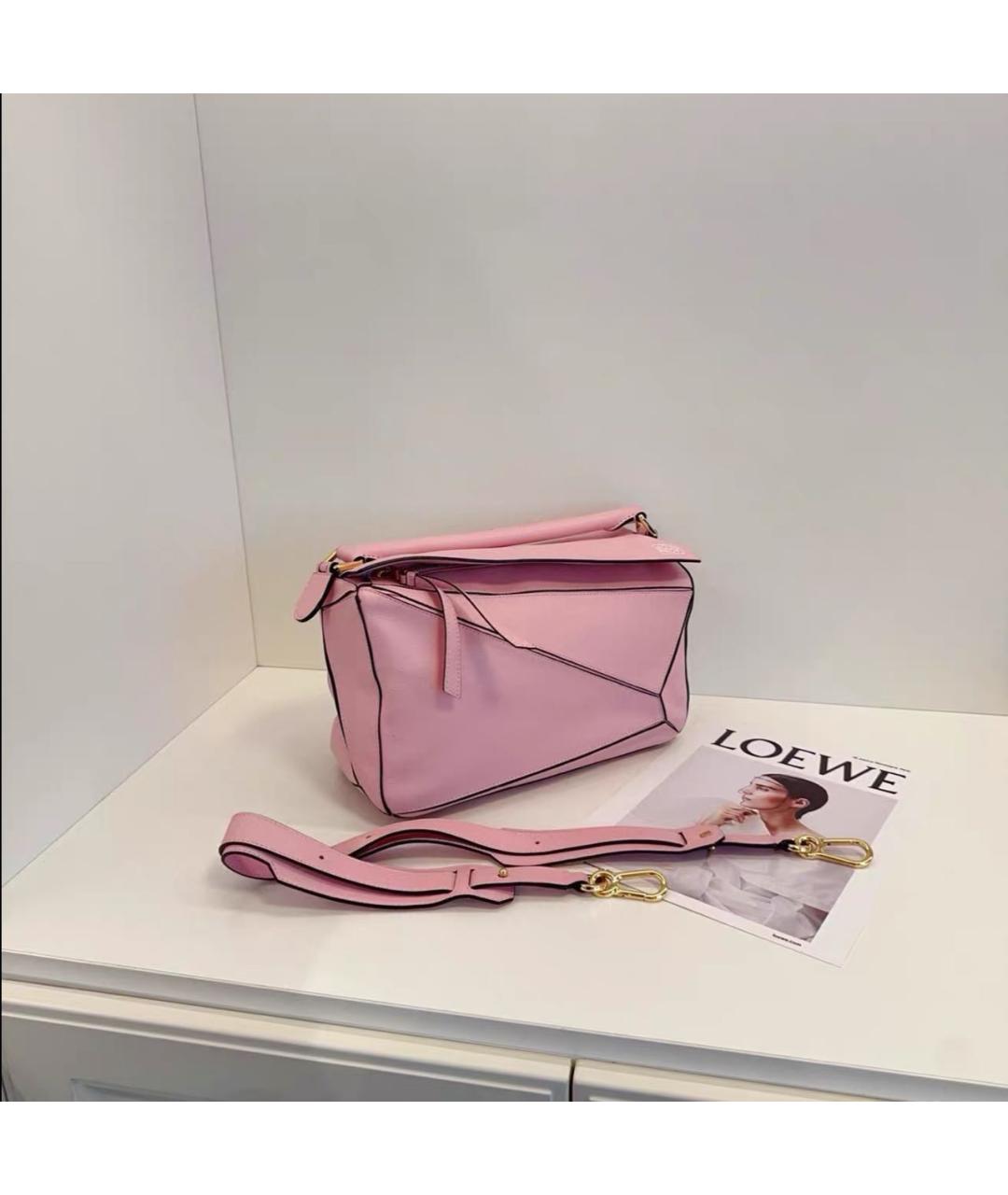 LOEWE Розовая кожаная сумка с короткими ручками, фото 2