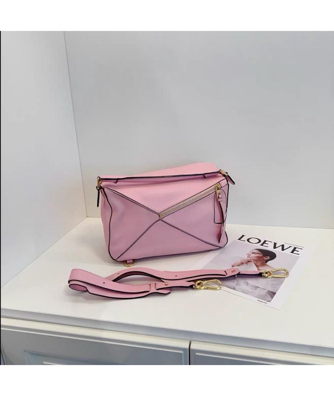 LOEWE Розовая кожаная сумка с короткими ручками, фото 4