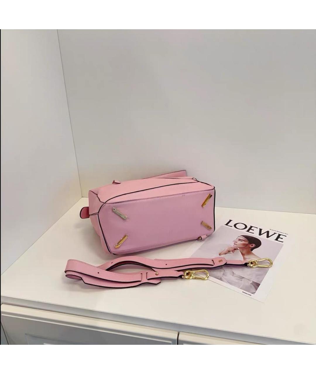 LOEWE Розовая кожаная сумка с короткими ручками, фото 5