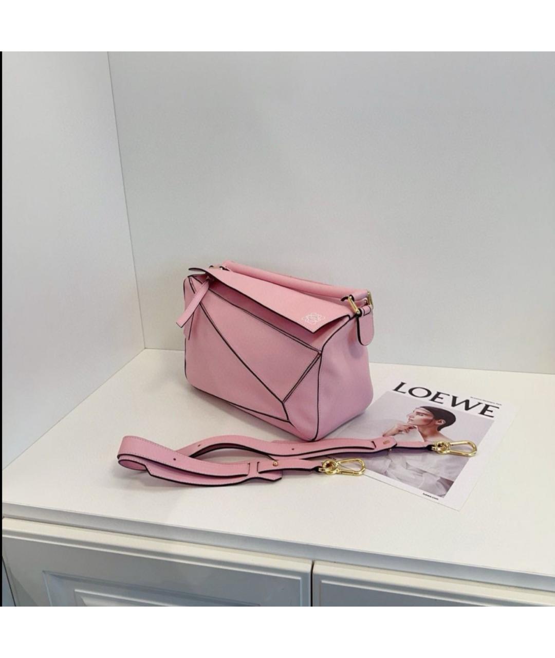 LOEWE Розовая кожаная сумка с короткими ручками, фото 3