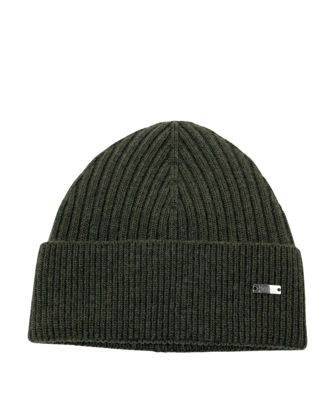 HERNO Хаки шерстяная шапка, фото 1