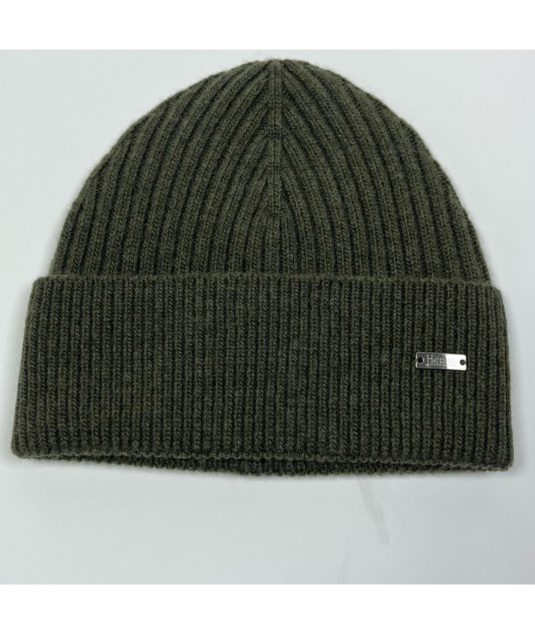 HERNO Хаки шерстяная шапка, фото 4
