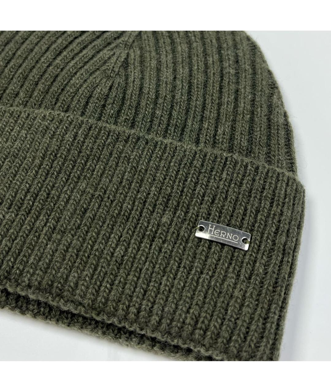 HERNO Хаки шерстяная шапка, фото 3