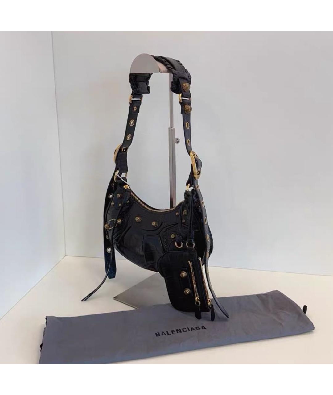 BALENCIAGA Черная кожаная сумка через плечо, фото 4