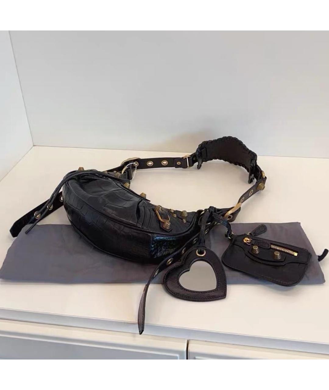 BALENCIAGA Черная кожаная сумка через плечо, фото 5