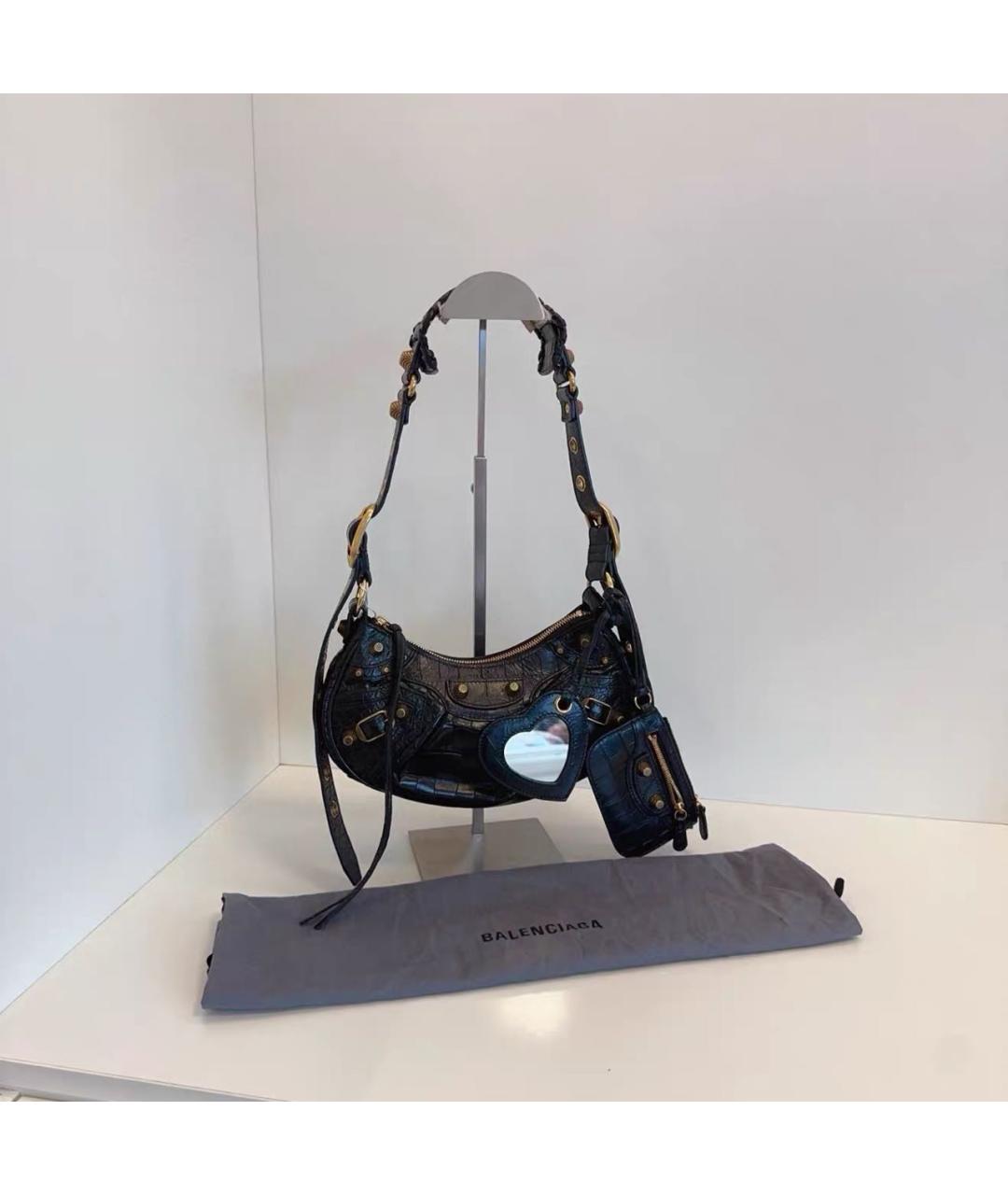 BALENCIAGA Черная кожаная сумка через плечо, фото 6