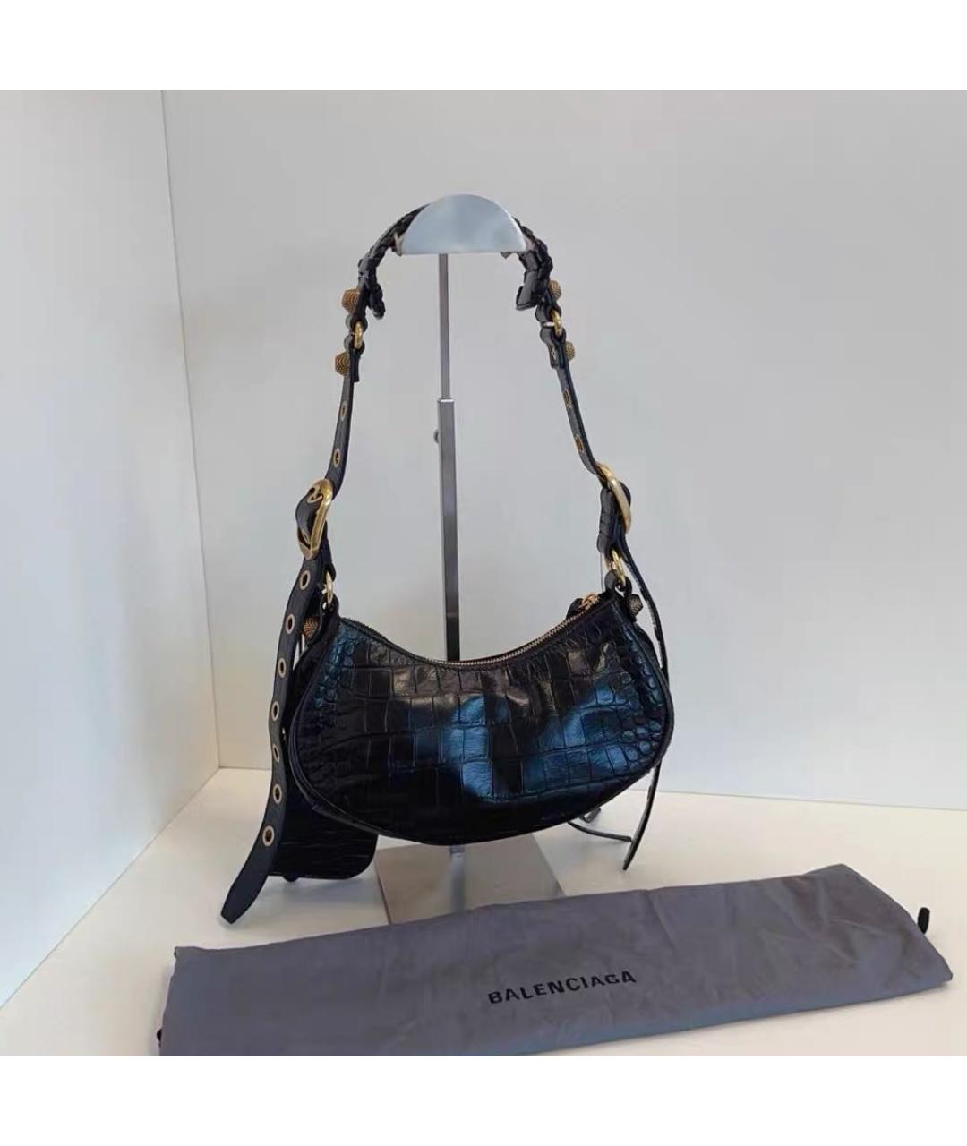 BALENCIAGA Черная кожаная сумка через плечо, фото 2