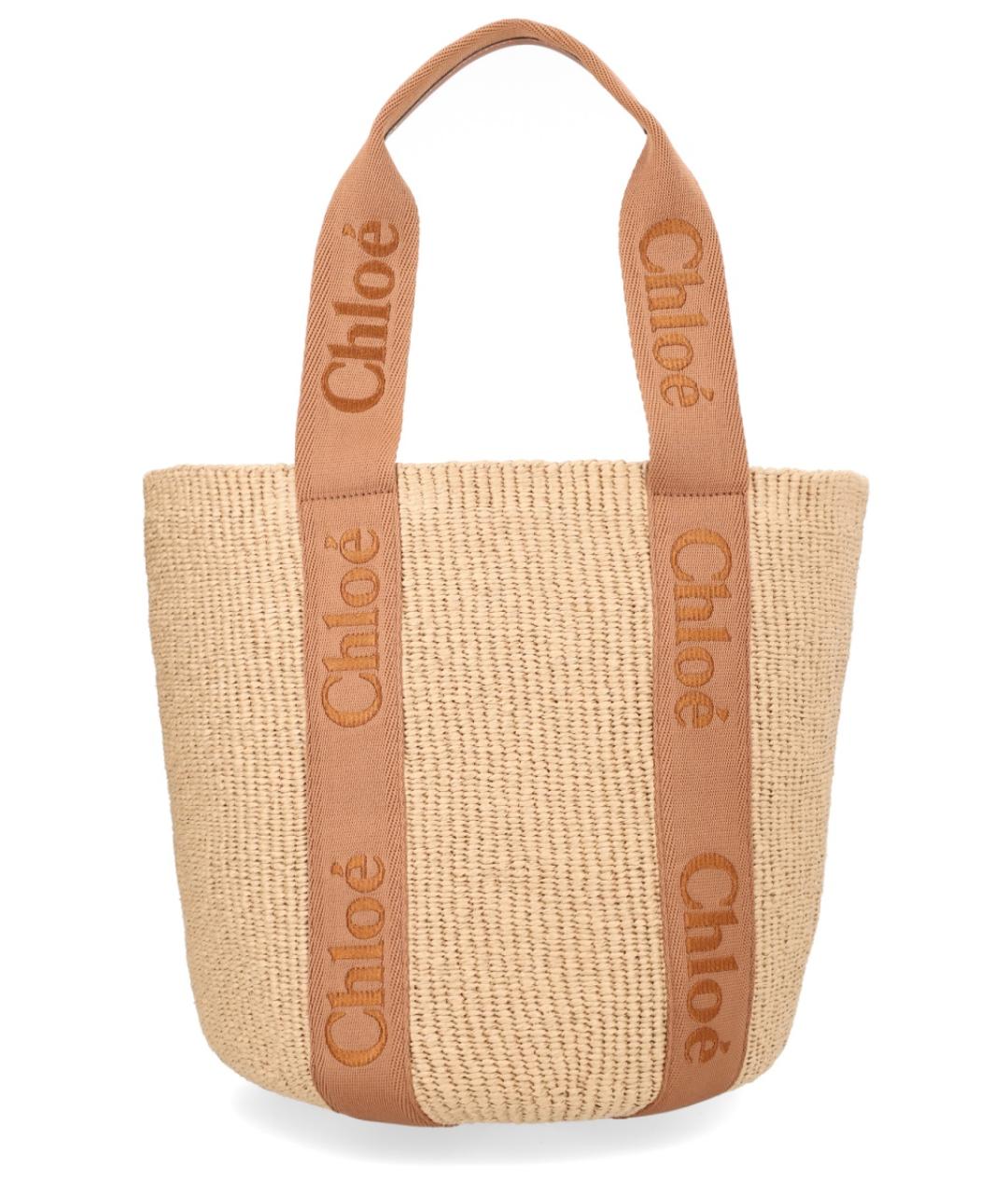 CHLOE Бежевая пелетеная сумка тоут, фото 1