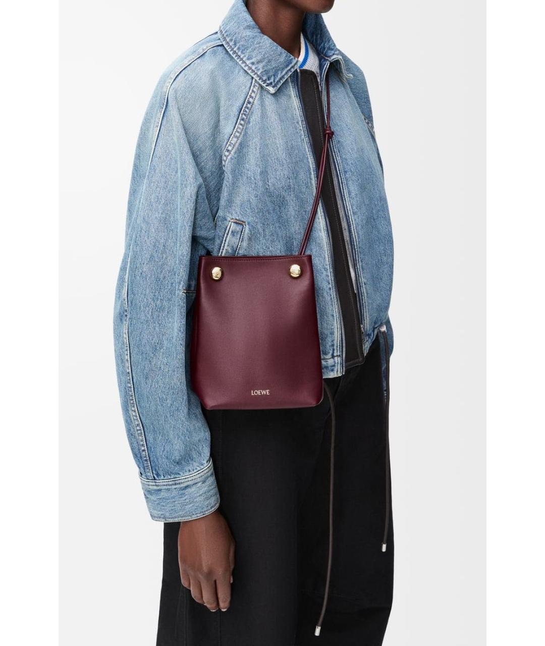 LOEWE Бордовая кожаная сумка через плечо, фото 2