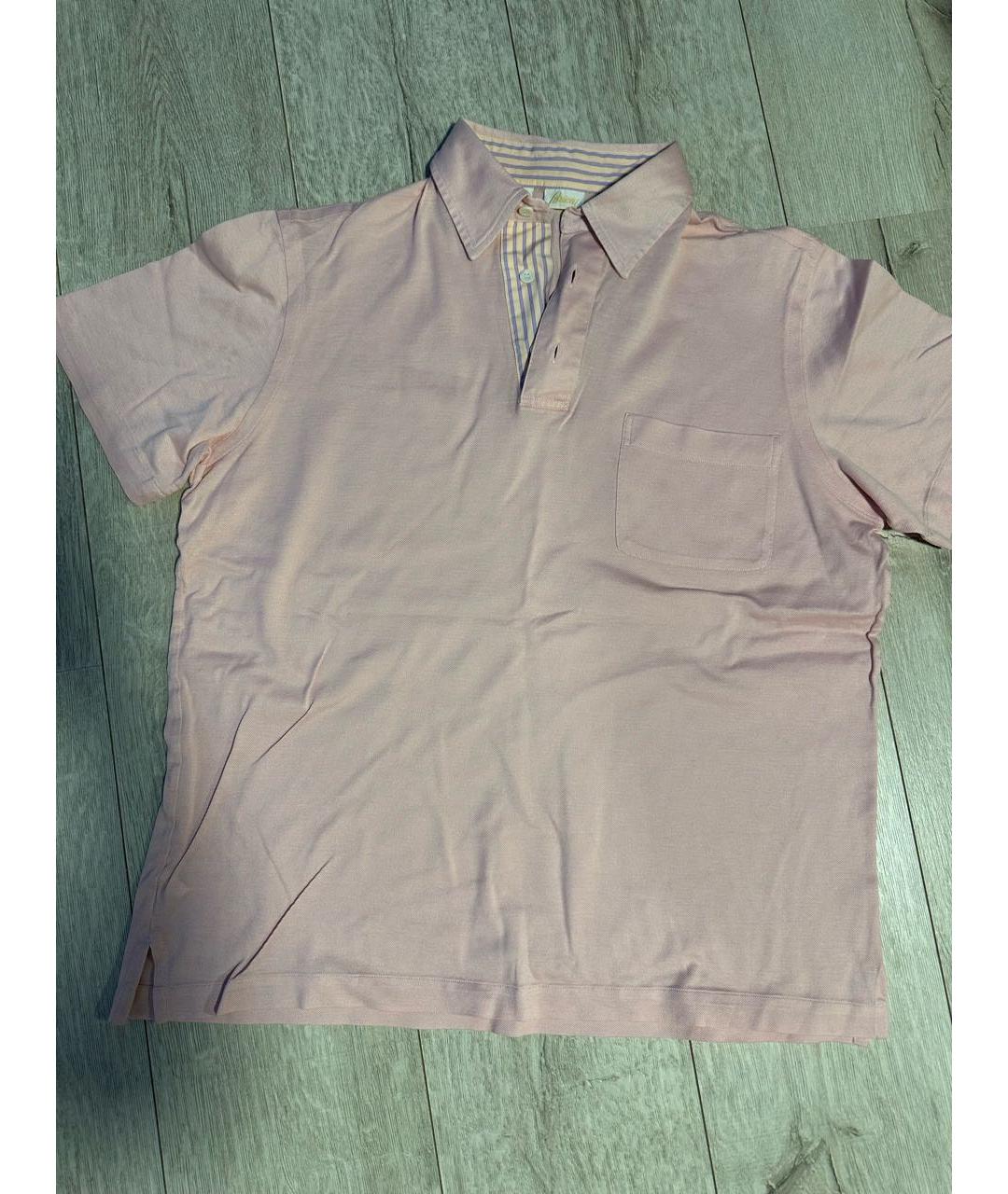 BRIONI Розовое хлопковое поло с коротким рукавом, фото 6