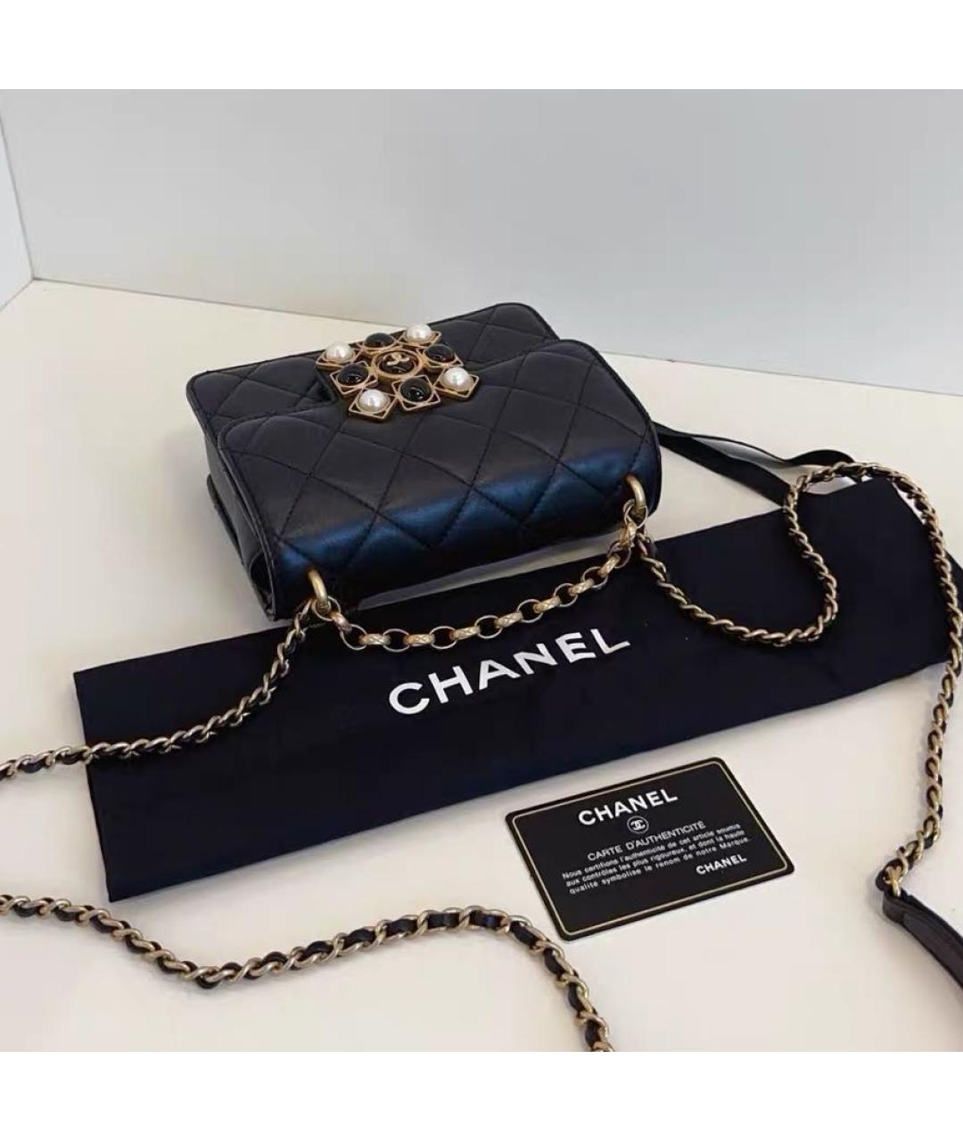 CHANEL Черная кожаная сумка через плечо, фото 6