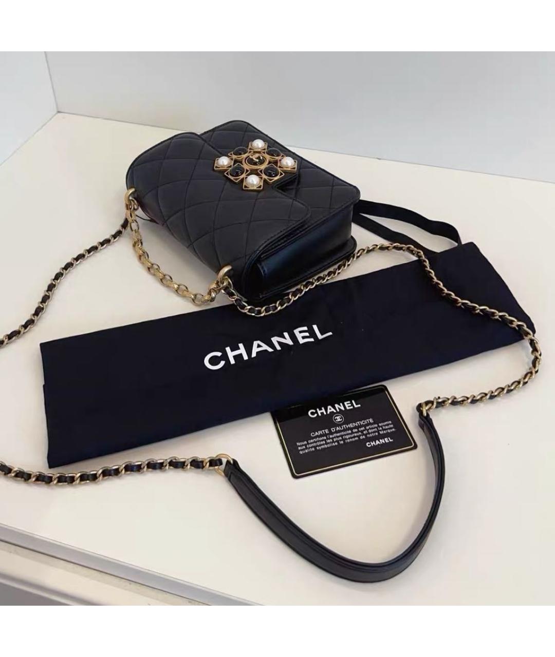 CHANEL Черная кожаная сумка через плечо, фото 7