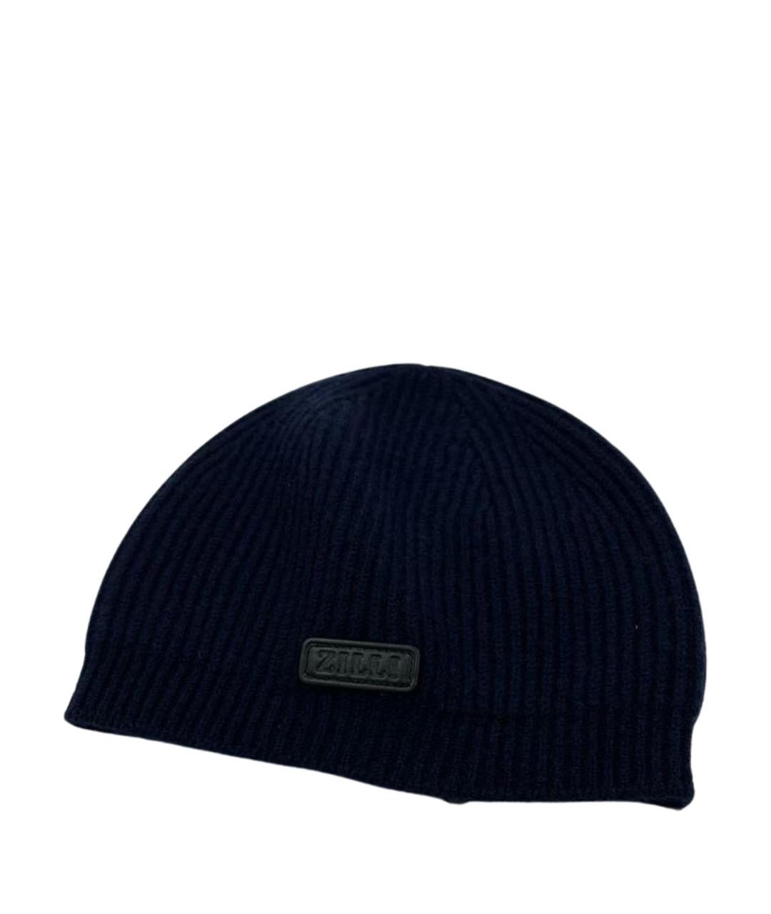 ZILLI Темно-синяя шерстяная шапка, фото 1