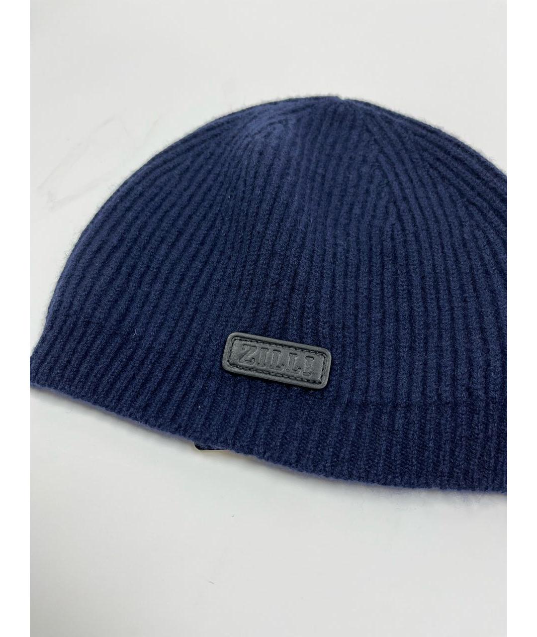 ZILLI Темно-синяя шерстяная шапка, фото 3