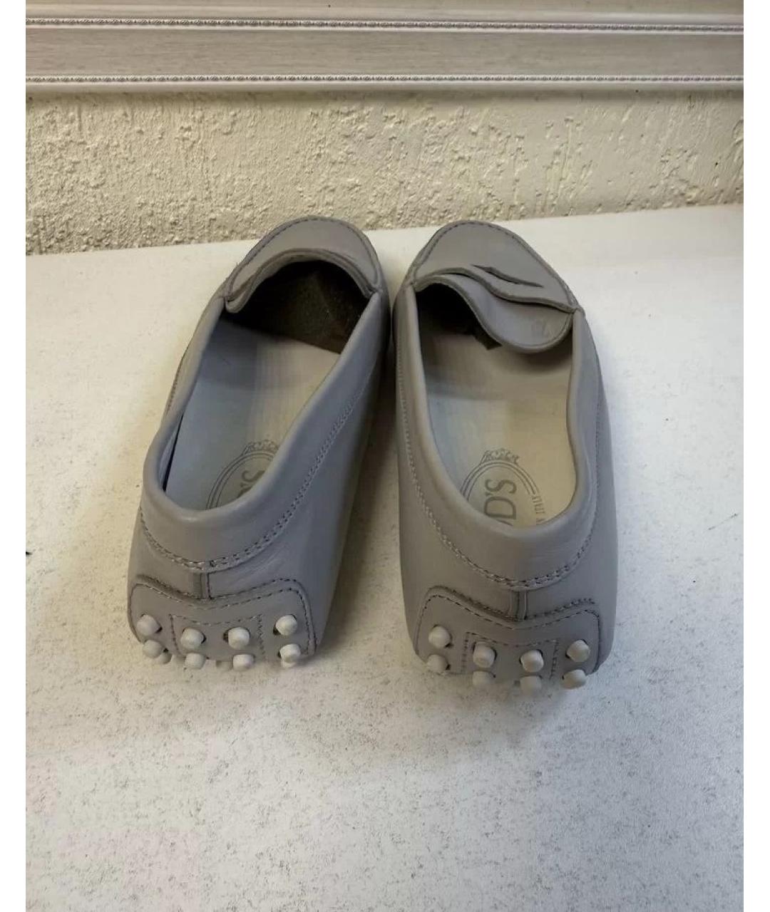 TOD'S Серые кожаные лоферы, фото 4