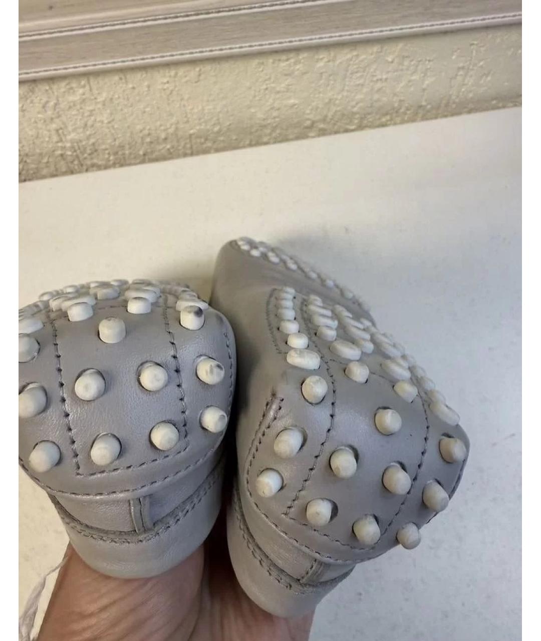 TOD'S Серые кожаные лоферы, фото 5