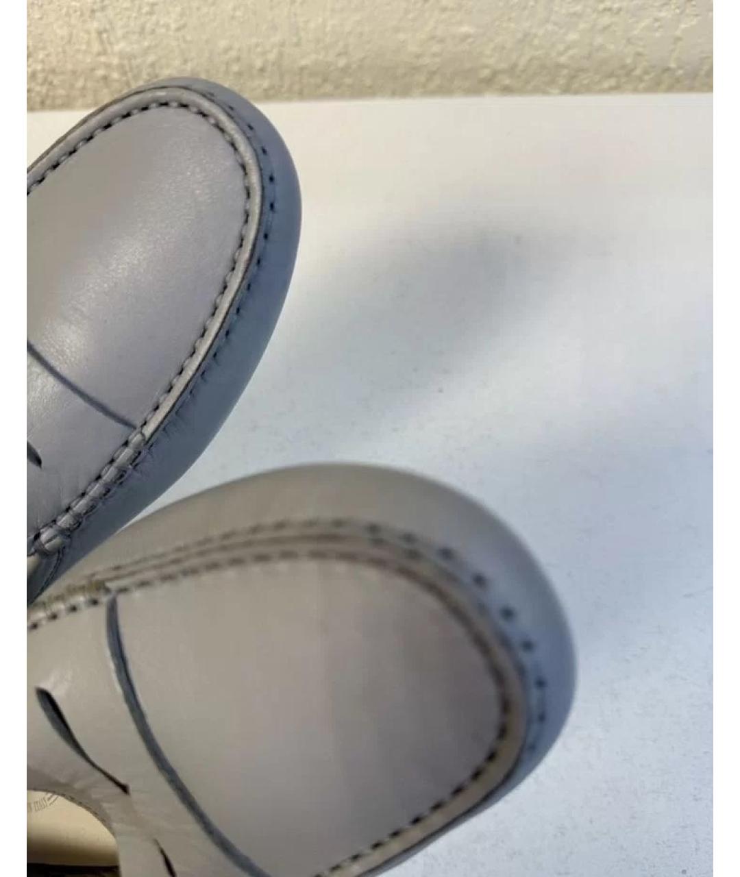 TOD'S Серые кожаные лоферы, фото 6