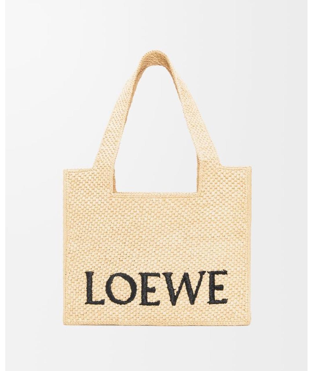 LOEWE Бежевая пелетеная пляжная сумка, фото 6