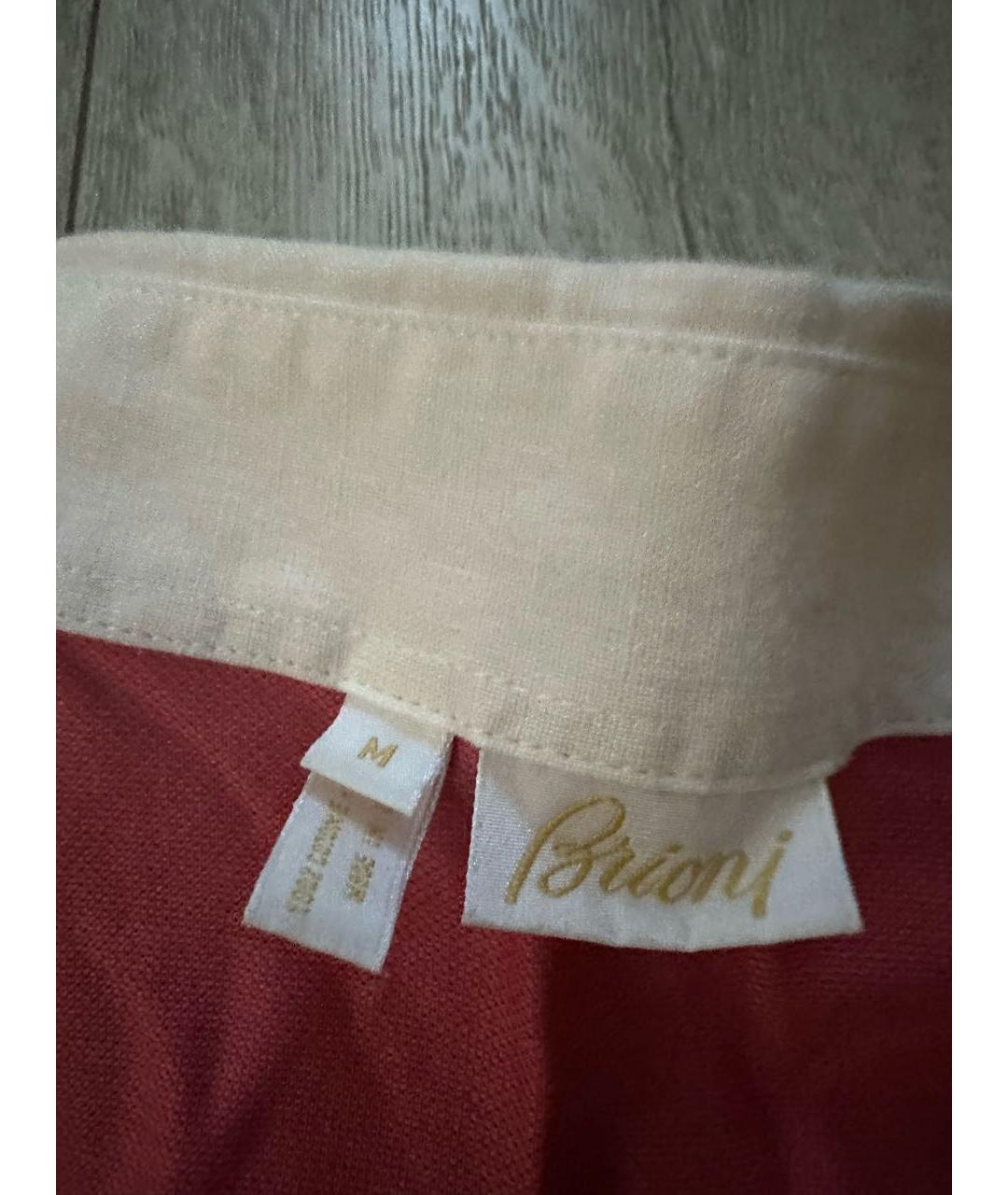 BRIONI Бордовое хлопковое поло с коротким рукавом, фото 3
