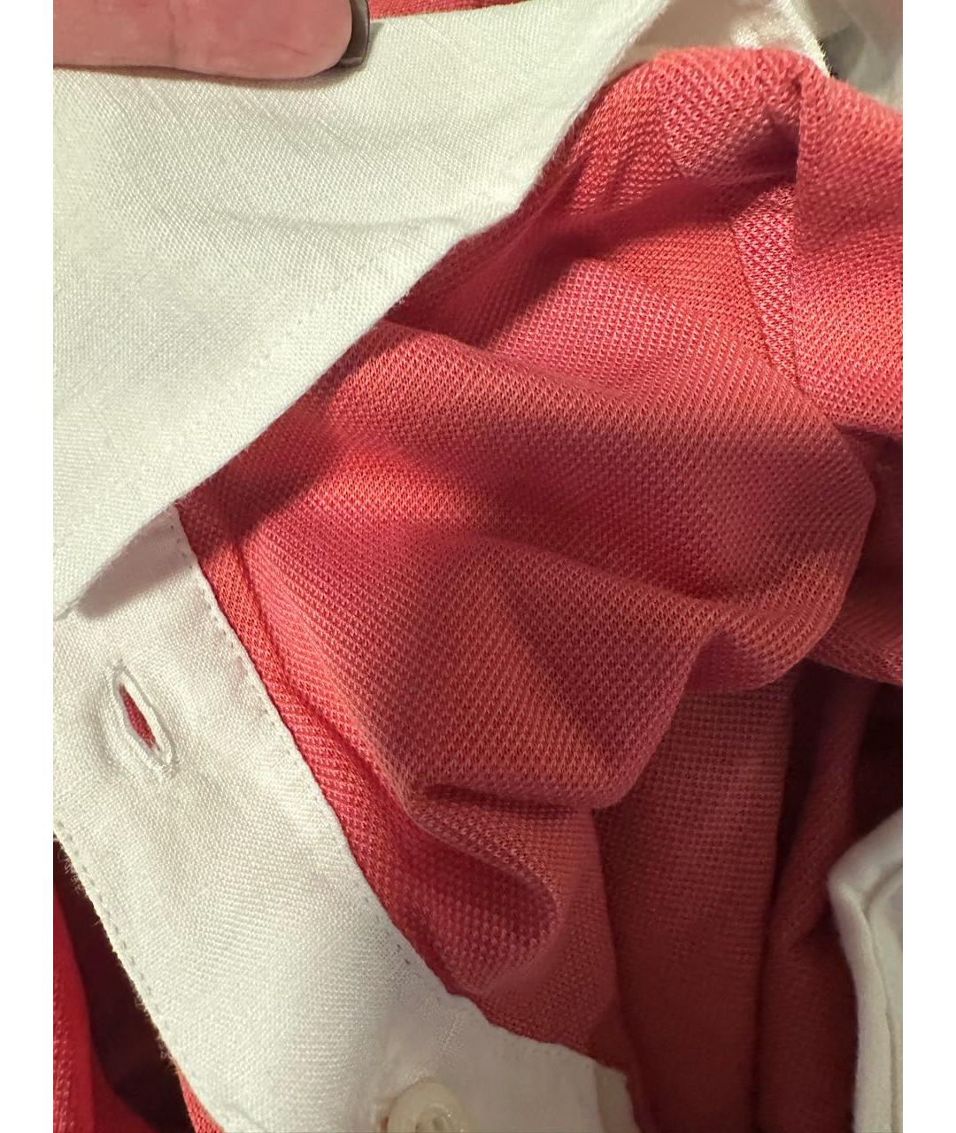 BRIONI Бордовое хлопковое поло с коротким рукавом, фото 4