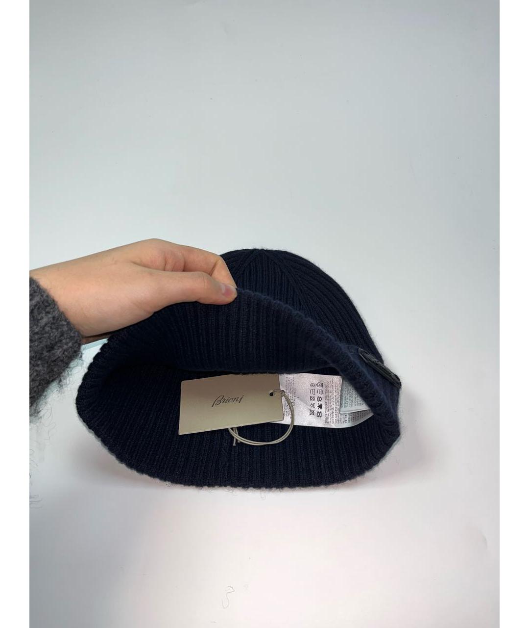 BRIONI Темно-синяя шерстяная шапка, фото 2