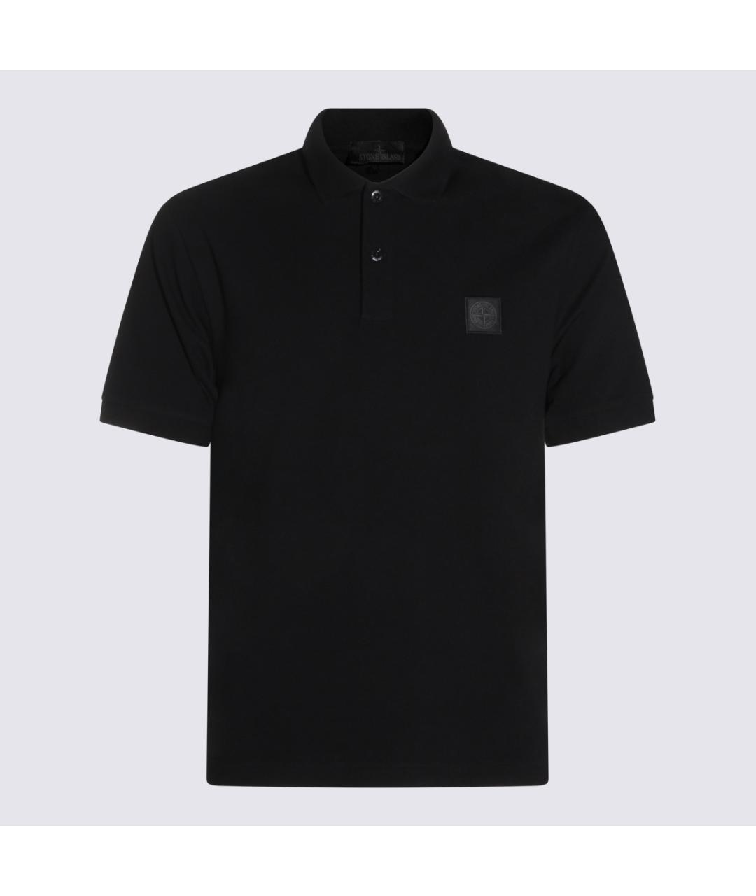 STONE ISLAND Черное хлопковое поло с коротким рукавом, фото 4