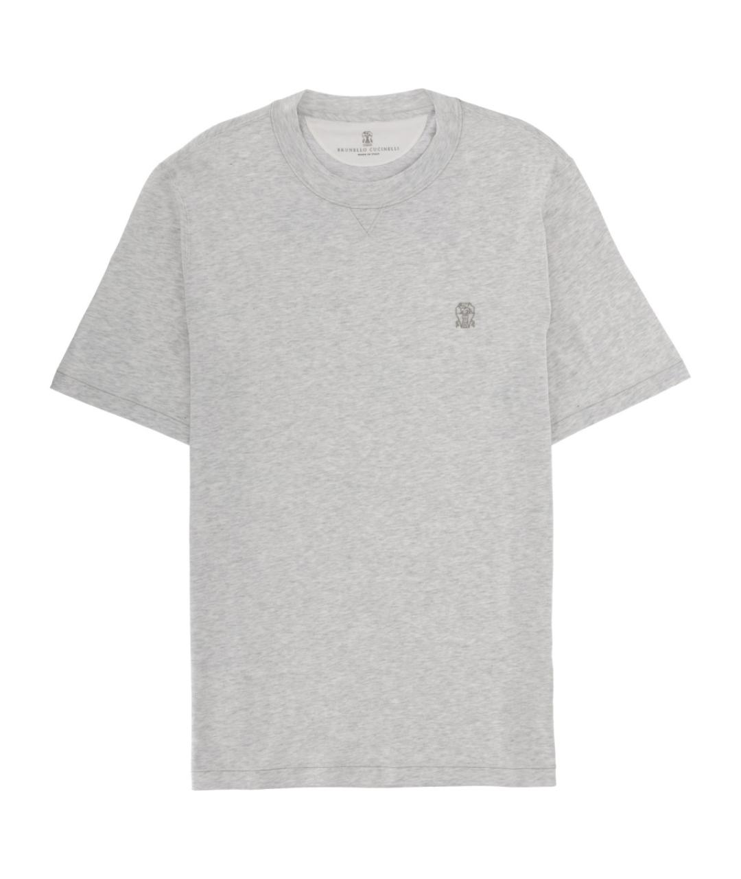 BRUNELLO CUCINELLI Серая хлопковая футболка, фото 1