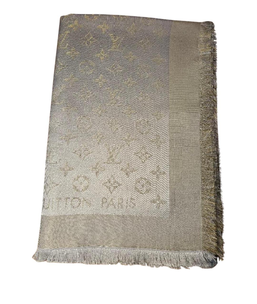 LOUIS VUITTON Серый шелковый платок, фото 1