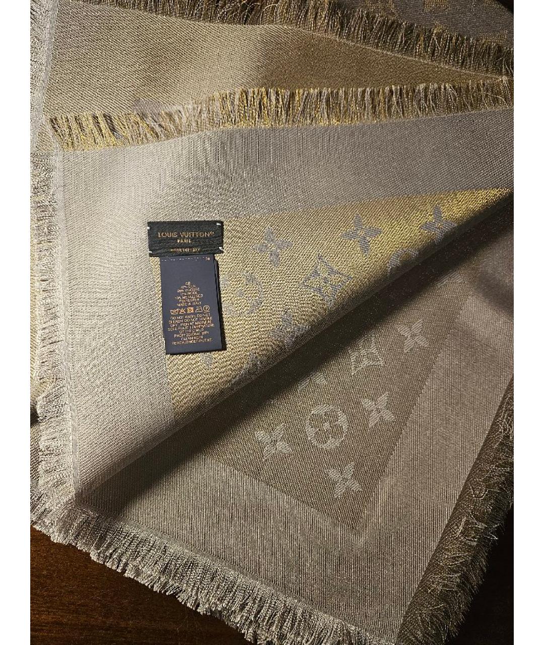 LOUIS VUITTON Серый шелковый платок, фото 2