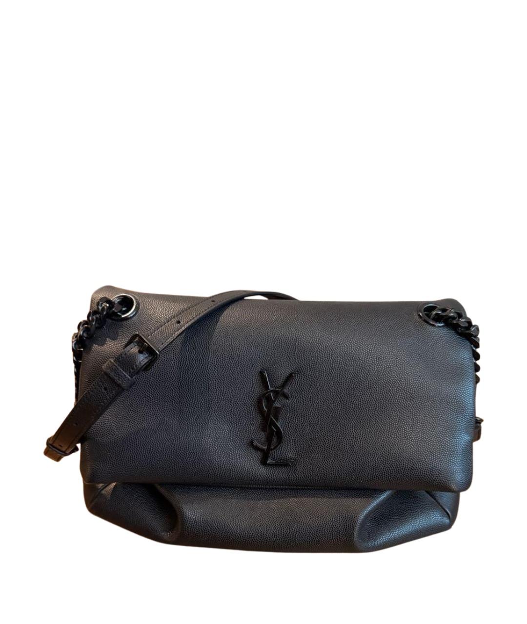 SAINT LAURENT Черная кожаная сумка через плечо, фото 1