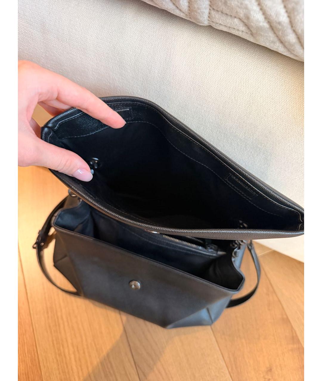 SAINT LAURENT Черная кожаная сумка через плечо, фото 5