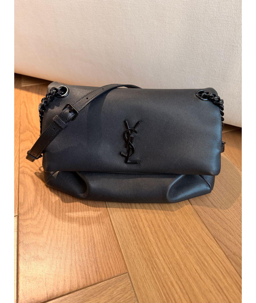 SAINT LAURENT Черная кожаная сумка через плечо, фото 9