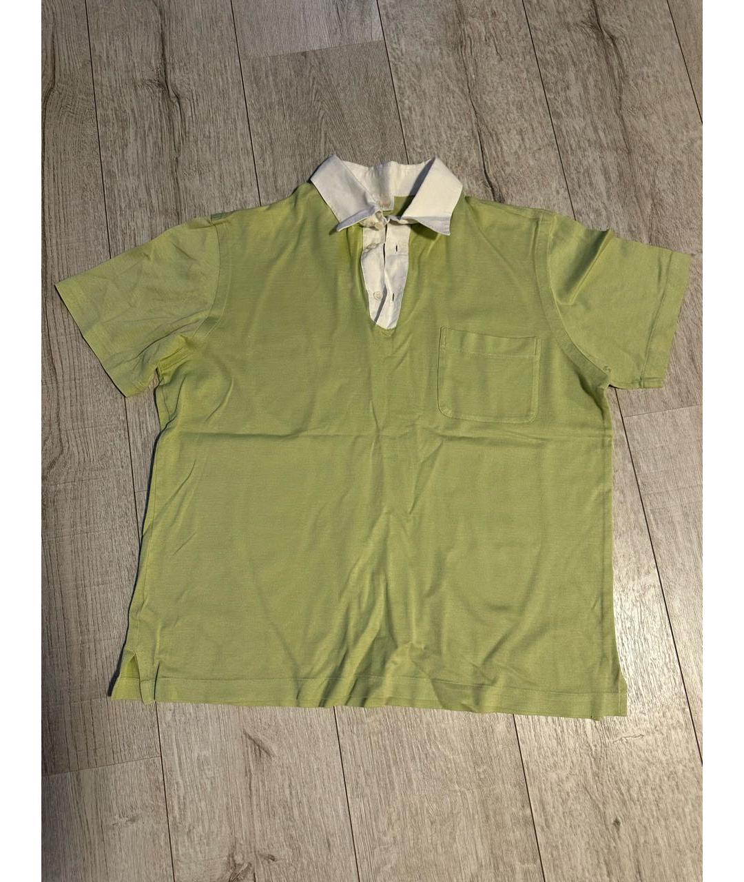 BRIONI Салатовыое хлопковое поло с коротким рукавом, фото 8