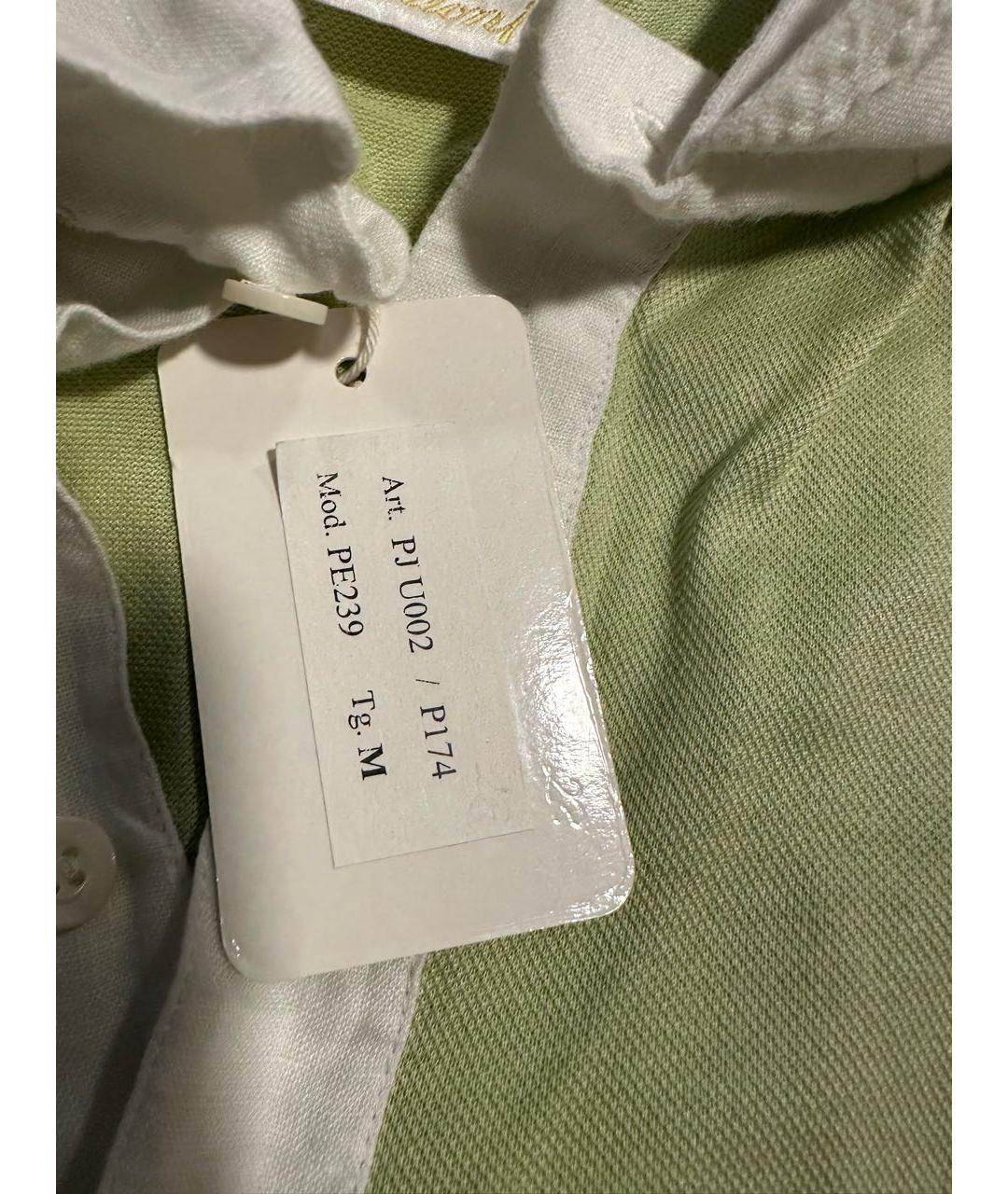 BRIONI Салатовыое хлопковое поло с коротким рукавом, фото 5