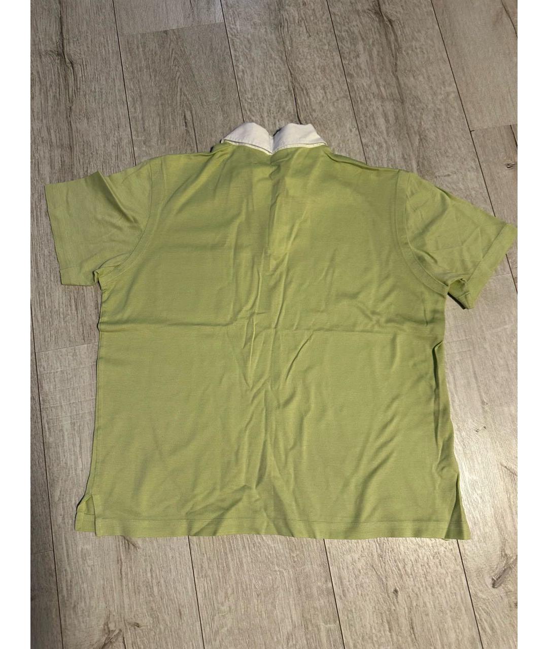 BRIONI Салатовыое хлопковое поло с коротким рукавом, фото 2