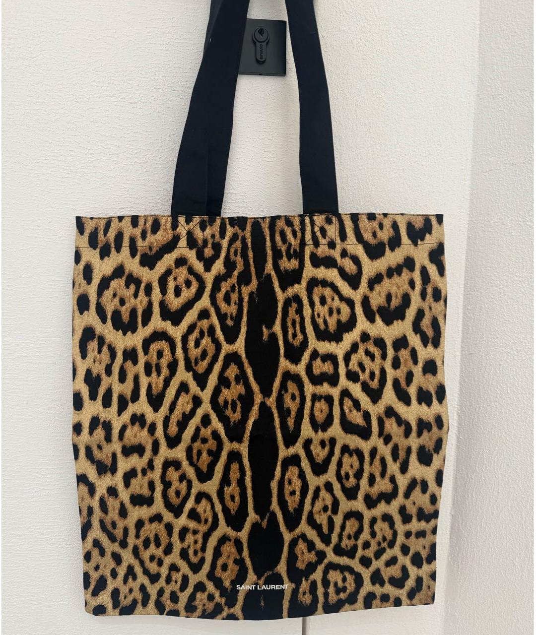 SAINT LAURENT Коричневая тканевая сумка тоут, фото 8