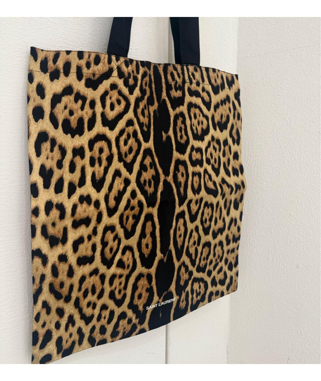 SAINT LAURENT Коричневая тканевая сумка тоут, фото 2