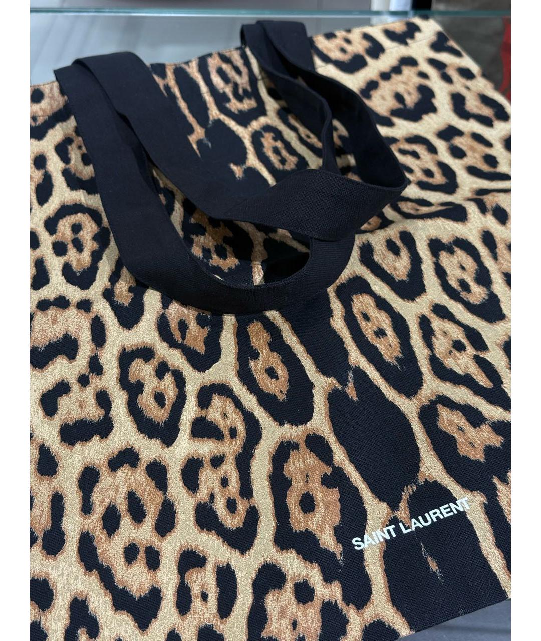 SAINT LAURENT Коричневая тканевая сумка тоут, фото 5