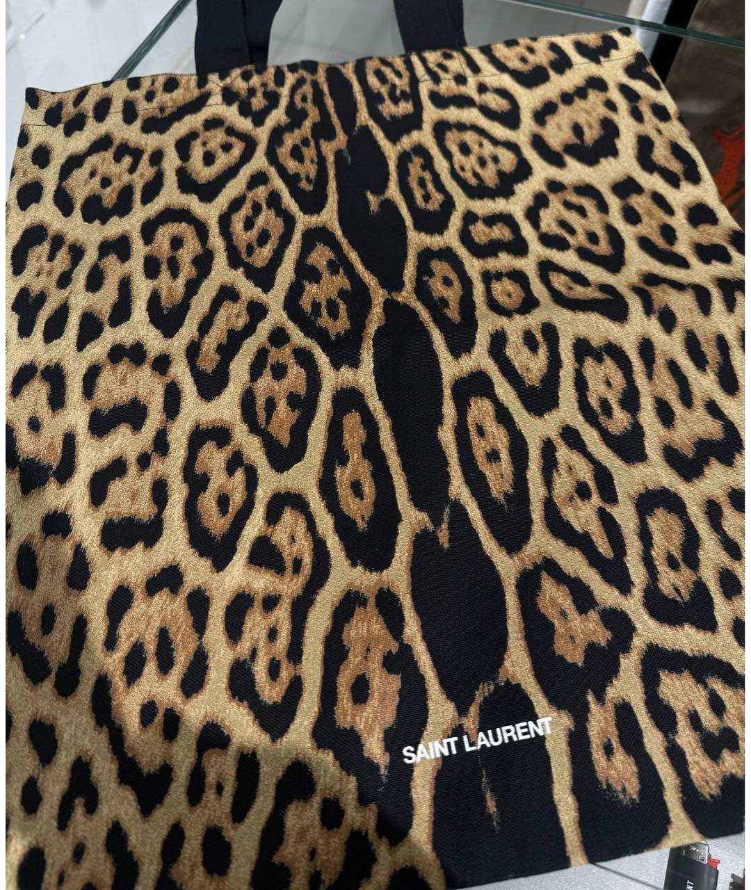 SAINT LAURENT Коричневая тканевая сумка тоут, фото 7